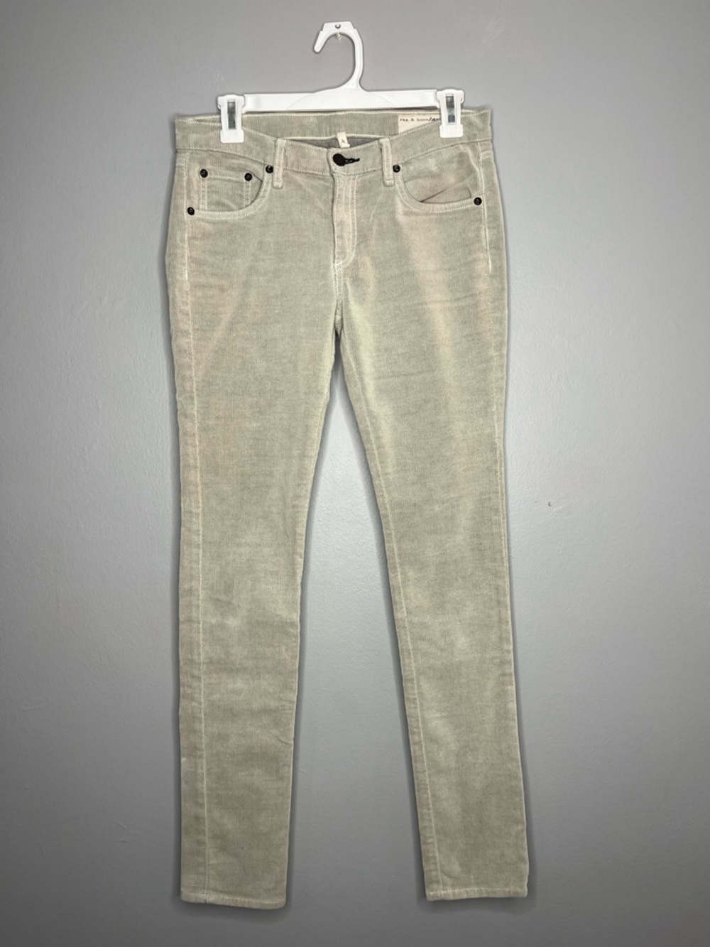Rag & Bone Y2K Eggshell Tan Beige Corduroy Skinny Jeans Pants Size 27